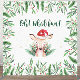 Aperturee - Aperturee Oh What Fun Deer Cherry Xmas Pillow Case Backdrop